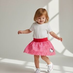 Hello Kitty casual tutu hot pink red polka dot Girl skirt 9 Months elastic waist